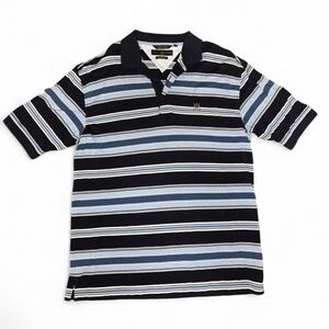 Vintage Tommy Hilfiger Navy and Light Blue Striped Golf Polo size Medium